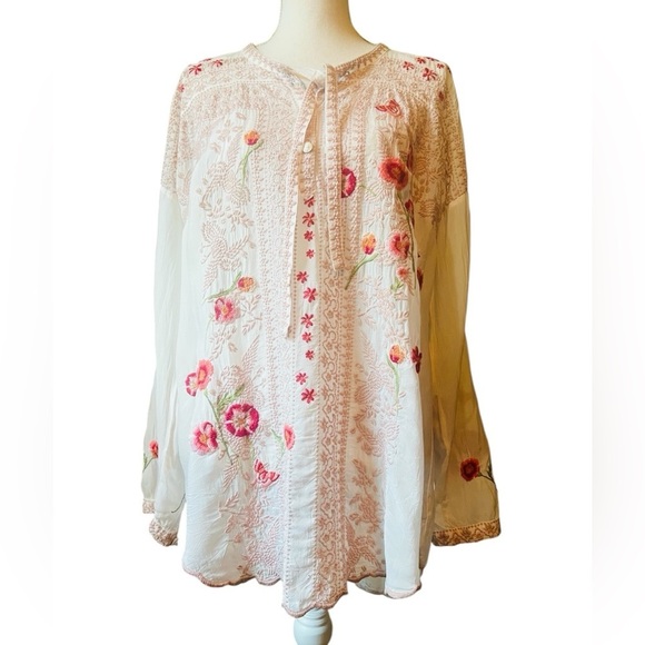 JOHNNY WAS LONG SLEEVE EMBROIDERED BLOUSE SIZE SMALL - Picture 1 of 13
